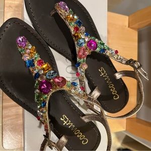 Women’s multicolored rhinestone sandals size 7. Only worn once!